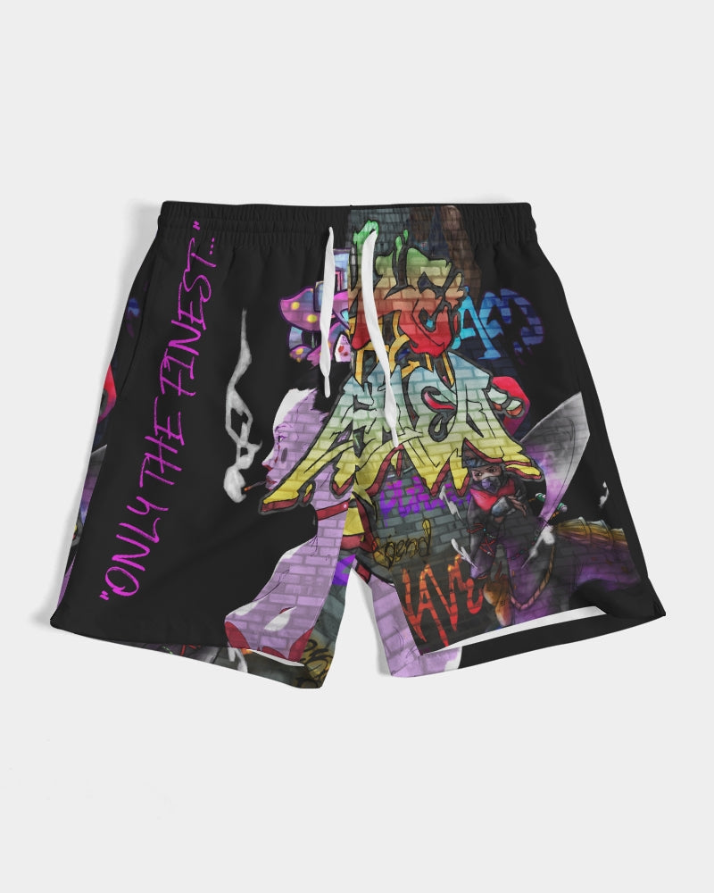 Black Graffiti Tee Men's Swim Trunk