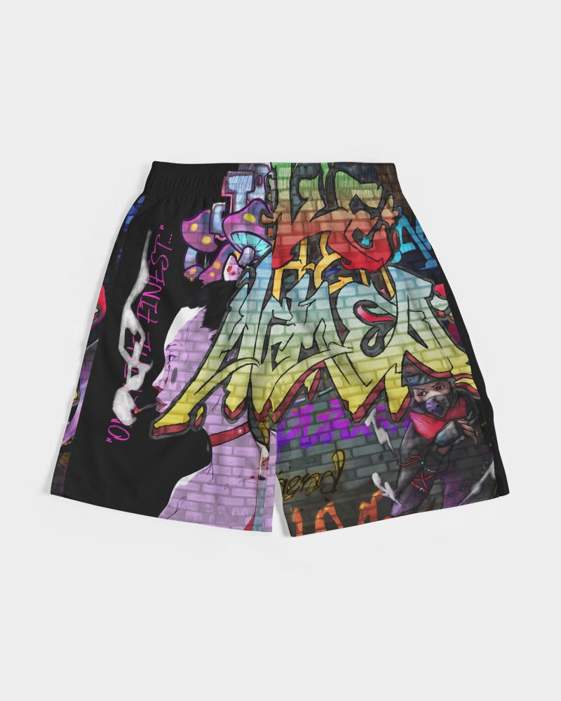 Black Graffiti Tee Men's Jogger Shorts